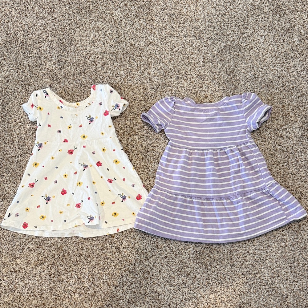 GAP Girls White Floral Dress & Lavender Striped Dress - Picture 4 of 4